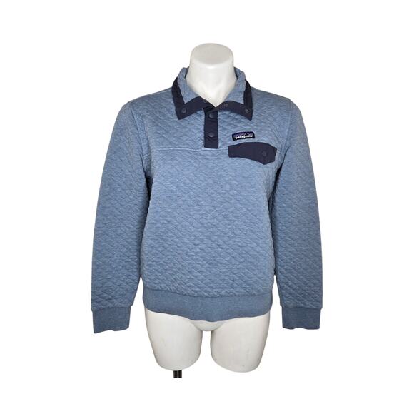 PATAGONIA Women's Quilted Snap Pullover Blue Size Small - Picture 1 of 16